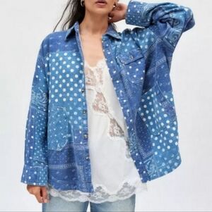 BDG Urban Outfitters NWT Dani Flannel Shirt Tunic Top Buttondown Printed Small